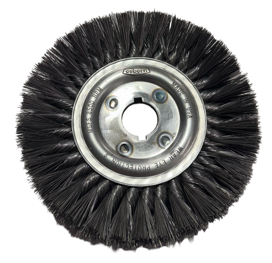 Osborn 8" Knot Type Steel Wire Straight Wheel Brush 1-1/4" Arbor, .014" Bristle USA