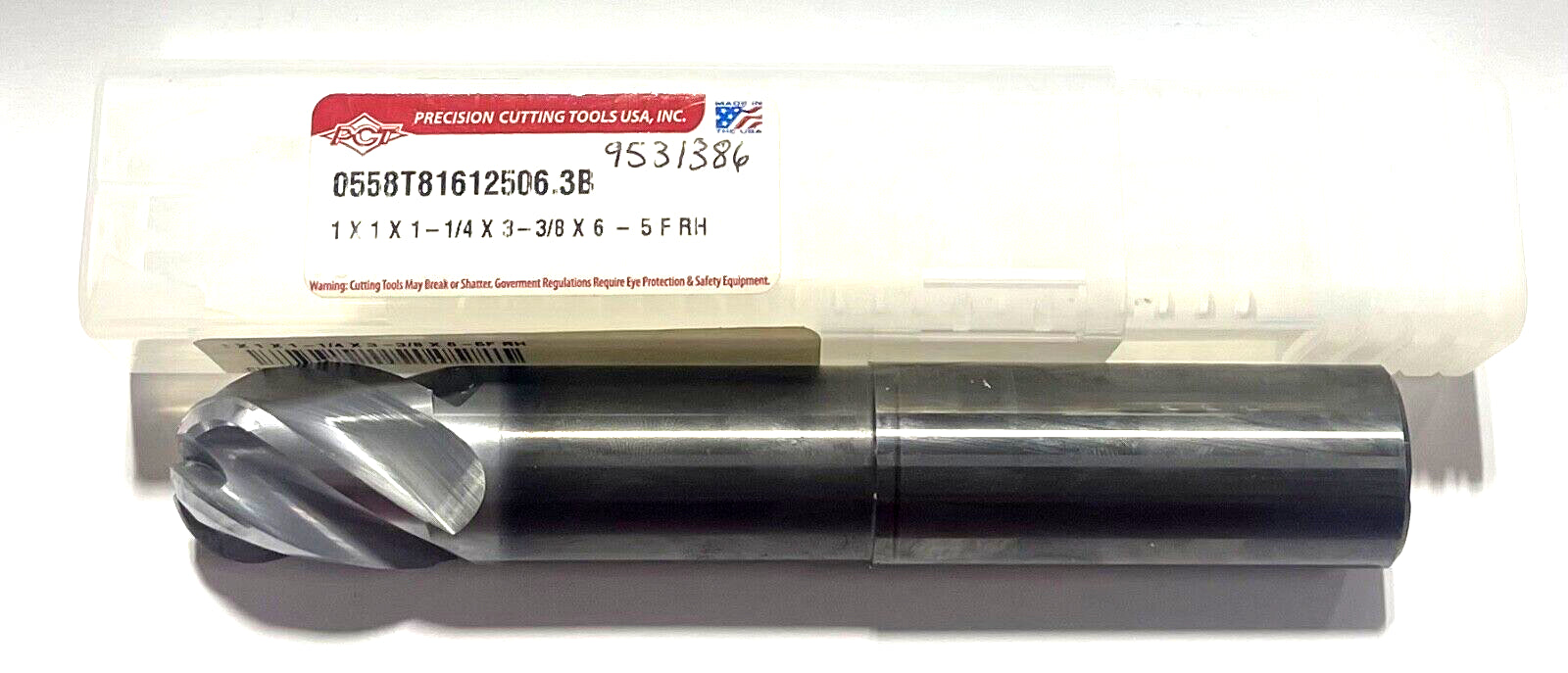 PCT 1" Carbide Ball Nose End Mill 5FL Necked Exxtral Silver Variable Helix USA