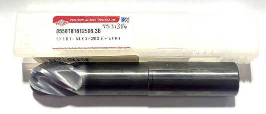 PCT 1" Carbide Ball Nose End Mill 5FL Necked Exxtral Silver Variable Helix USA