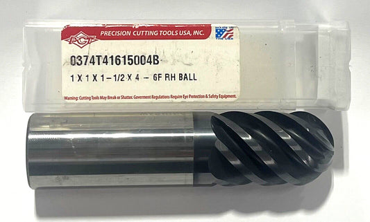 PCT 1" Carbide Ball Nose End Mill 6 Flute AlTiN Coating USA Made 9526016