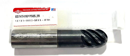 PCT 1" Carbide Ball Nose End Mill TiAlCN Coating 6FL with Neck Relief USA Made