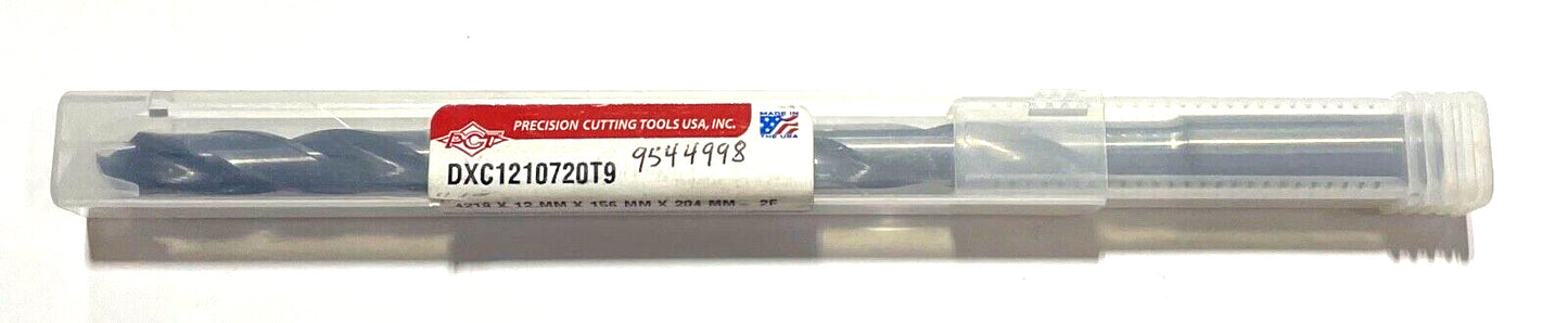 PCT 10.72mm Solid Carbide Drill 12xD TiAlCN Coating 140° Coolant Thru 2FL USA