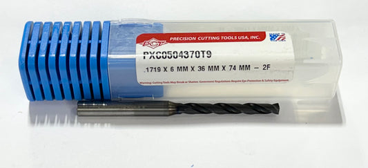 PCT 11/64" Solid Carbide Drill 5xD TiAlCN Coated 2 Flute 150° USA