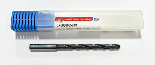 PCT 1/4" Solid Carbide Drill 8xD Coolant Thru TiAlCN Coating 2 Flute USA Made