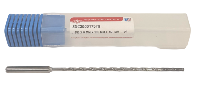 PCT 1/8" Solid Carbide Drill 30xD Double Margin Coolant Thru TiAICN 135 Deg