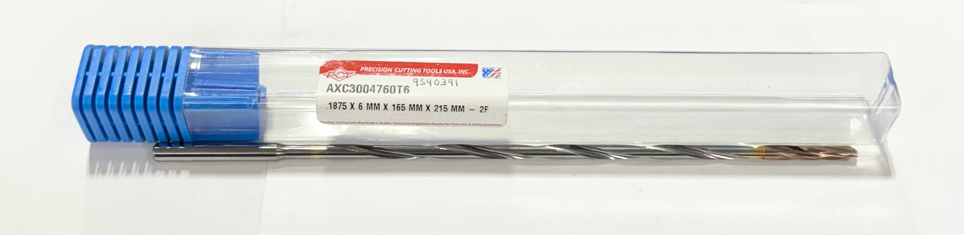 PCT 3/16" Solid Carbide Drill 8xD High Performance ZrCN Tip 2FL Coolant Thru