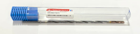 PCT 3/16" Solid Carbide Drill 8xD High Performance ZrCN Tip 2FL Coolant Thru