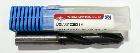 PCT 31/64" Solid Carbide Drill 3xD TiAlCN Coated 140° Coolant Thru 2FL USA