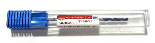 PCT 4.37mm Solid Carbide Drill 20xD TiAlCN Coating 135° Coolant Thru 2 Flute USA