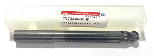 PCT 5/8" Carbide Ball Nose End Mill 3 Flute Extended Reach Exxtral Carbon Coated