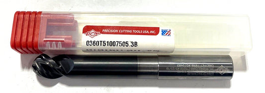 PCT 5/8" Carbide Ball Nose End Mill DLC Coating 3 Flute with Neck Relief USA