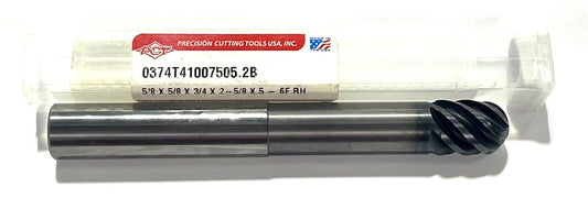 PCT 5/8" Carbide Ball Nose End Mill with Neck Relief TiAlCN Coating 6FL USA Made