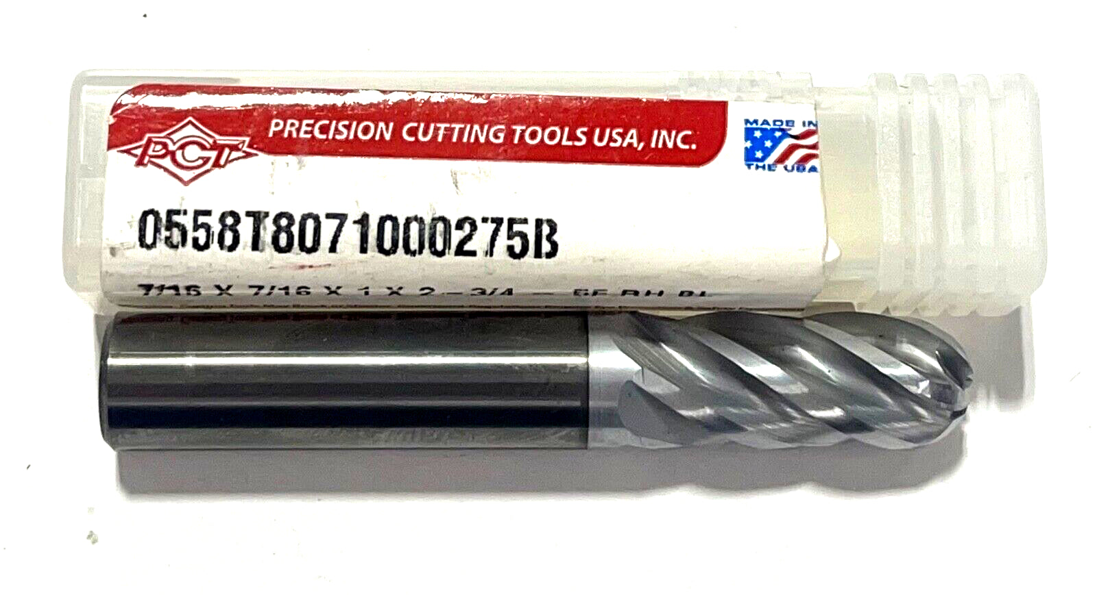 PCT 7/16" Carbide Ball Nose Stub End Mill AlTiCrN Coating 5FL Variable Pitch