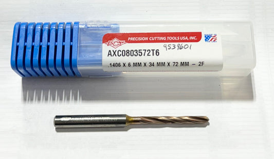 PCT 9/64" Solid Carbide Drill 8xD ZrCN Coated 2 Flute Coolant Thru