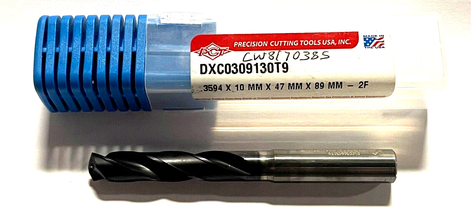 PCT .3594 Solid Carbide Double Margin Drill 3xD Coolant Thru 2FL Varianta Supral