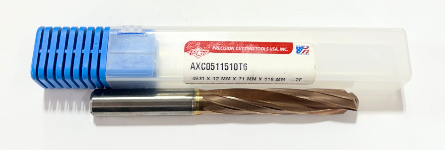 PCT .4531" Solid Carbide Drill 5xD Zicro Plus Coating 135 Deg Point