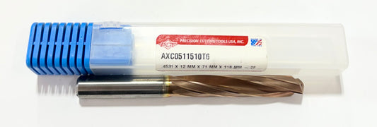 PCT .4531" Solid Carbide Drill 5xD Zicro Plus Coating 135 Deg Point