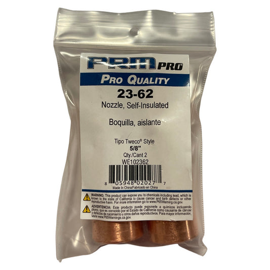 PRM Pro 5/8" MIG Welding Nozzle Self Insulated 1/8" Recess Tipo Tweco Style 2pk