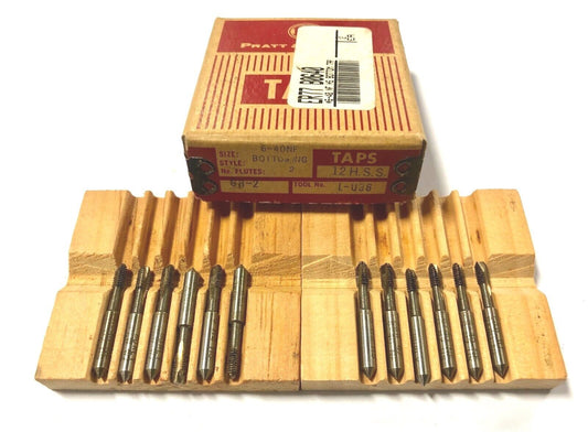 Pratt & Whitney 6-40NF Bottoming Tap Spiral Point HSS Taps 2 Flute 12 Pack USA