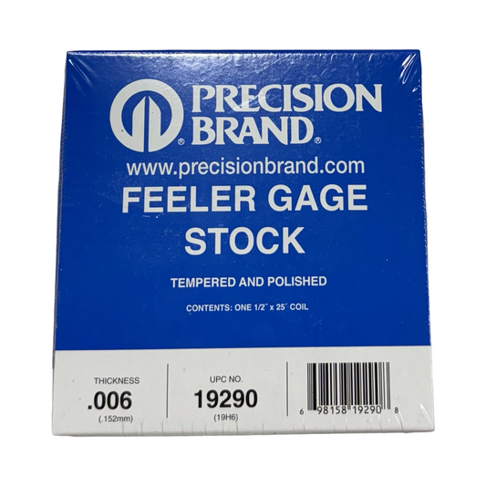 Precision Brand 1/2" x 25ft Feeler Gage Stock .006" Thickness