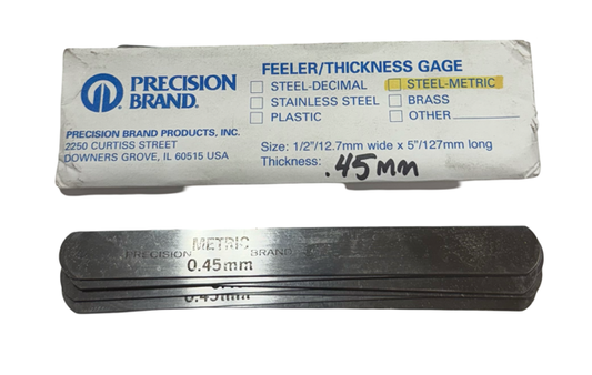 Precision Brand .45mm Metric Steel Feeler Gage 1/2" x 5" 10 Pack USA Made