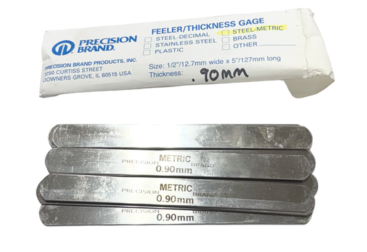 Precision Brand .90mm Metric Steel Feeler Gage 1/2" x 5" 10 Pack USA Made