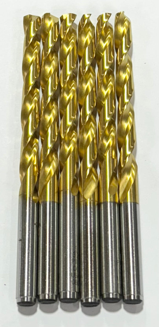 Precision Twist 9/32" Cobalt Drill Bit Tin Coated Jobber Length 6 Pack USA