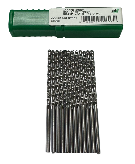 Precision Twist Drill 7/64" HSS Drill Bit Jobber Length 12 Pack