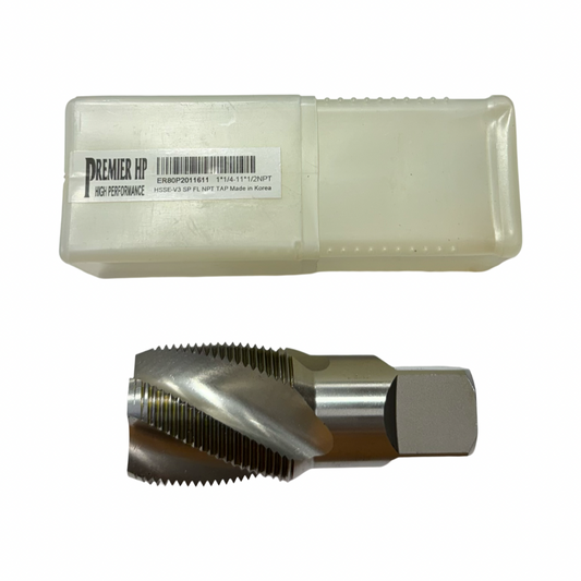 Premier HP 1-1/4"-11-1/2"NPT HSSE-V3 Spiral Flute Pipe Tap 5 Flute