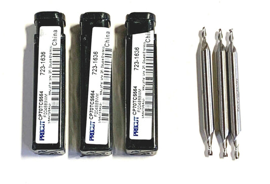 Pro Cut 5/64" Cobalt M42 Double End Mill 2 Flute High Speed Steel 3 Pack