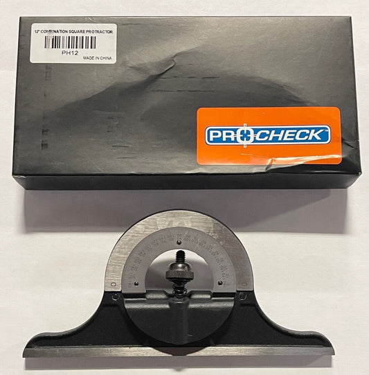 ProCheck 12" Combination Square Protractor Head Precision Cast & Ground 180°