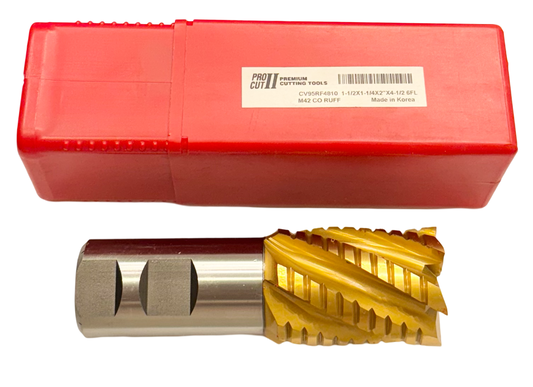 ProCut 1-1/2" Cobalt Roughing End Mill 6 Flute Tin Coated 1-1/4" Shank