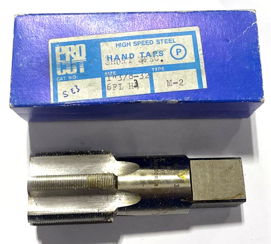ProCut 1-3/8"-32 Tap HSS Hand Tap 6 Flute H3 Special Thread Plug Tap