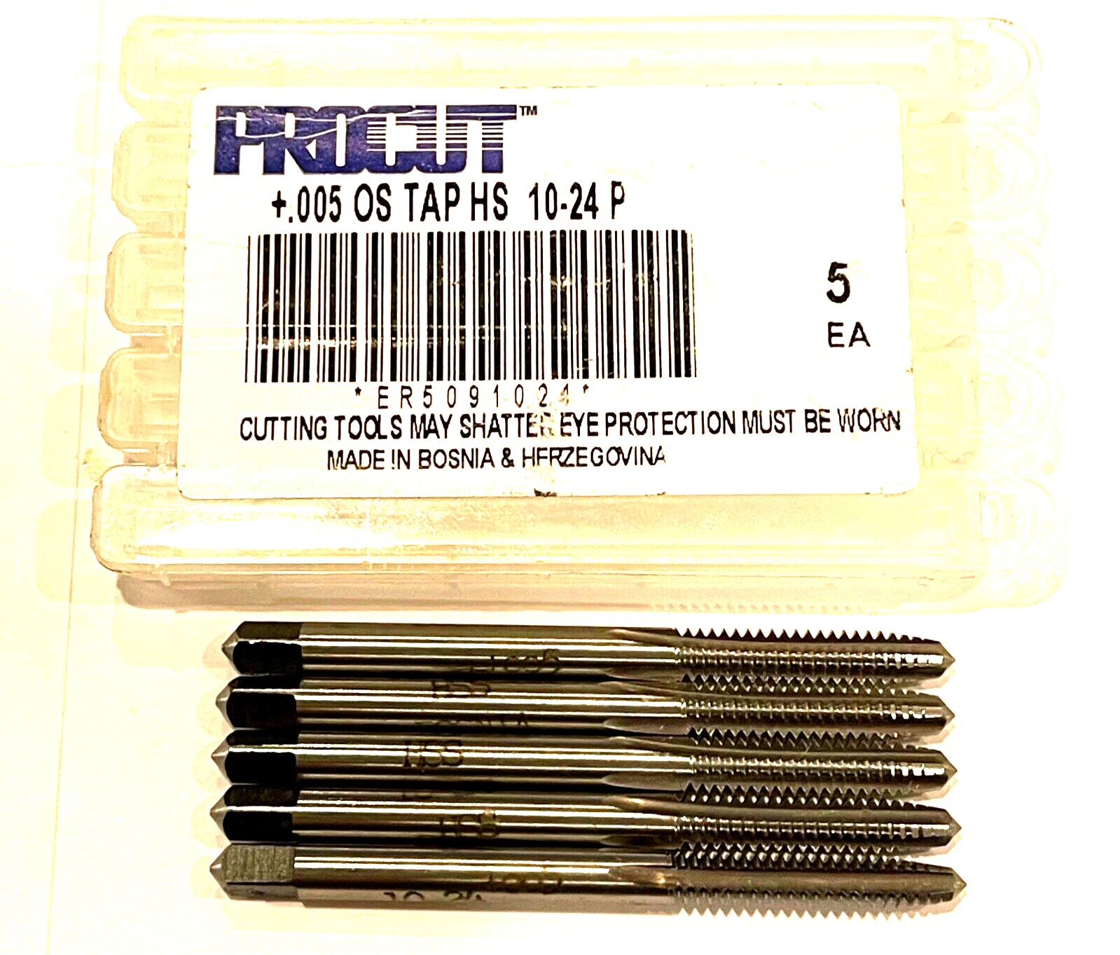 ProCut 10-24 HSS Plug Tap 4 Flute +.005 Oversize Hand Tap 5 Pack
