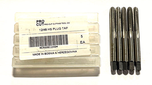 ProCut 12-48 HSS Hand Tap 4 Flute H2 Plug Special Thread Taps 5 Pack