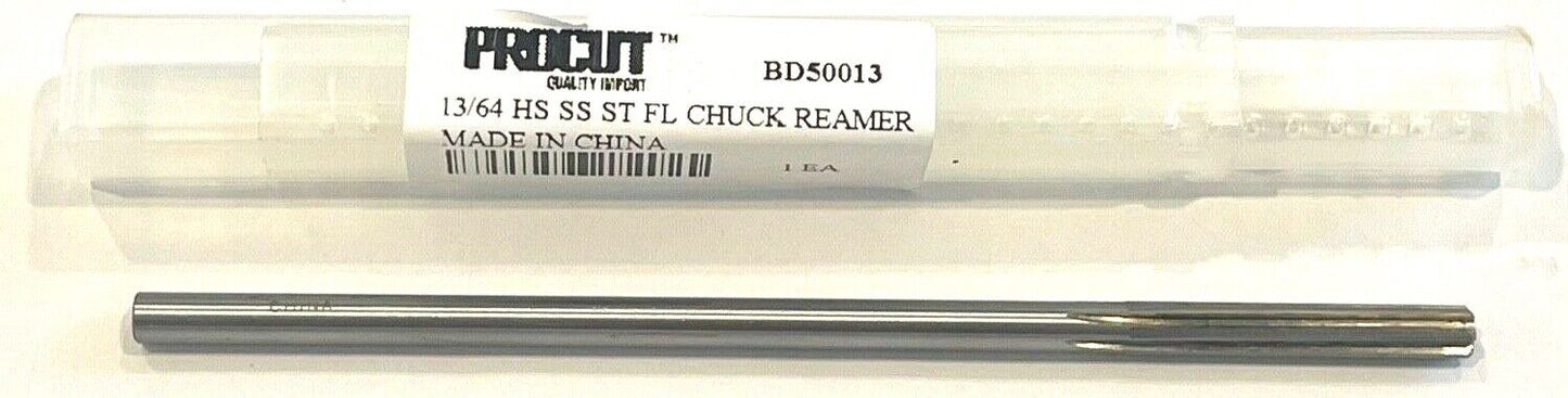 ProCut 13/64" HSS Chucking Reamer Straight Shank Straight Flute