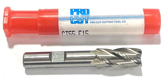 ProCut 15/32" HSS End Mill 4 Flute 3/8" Shank