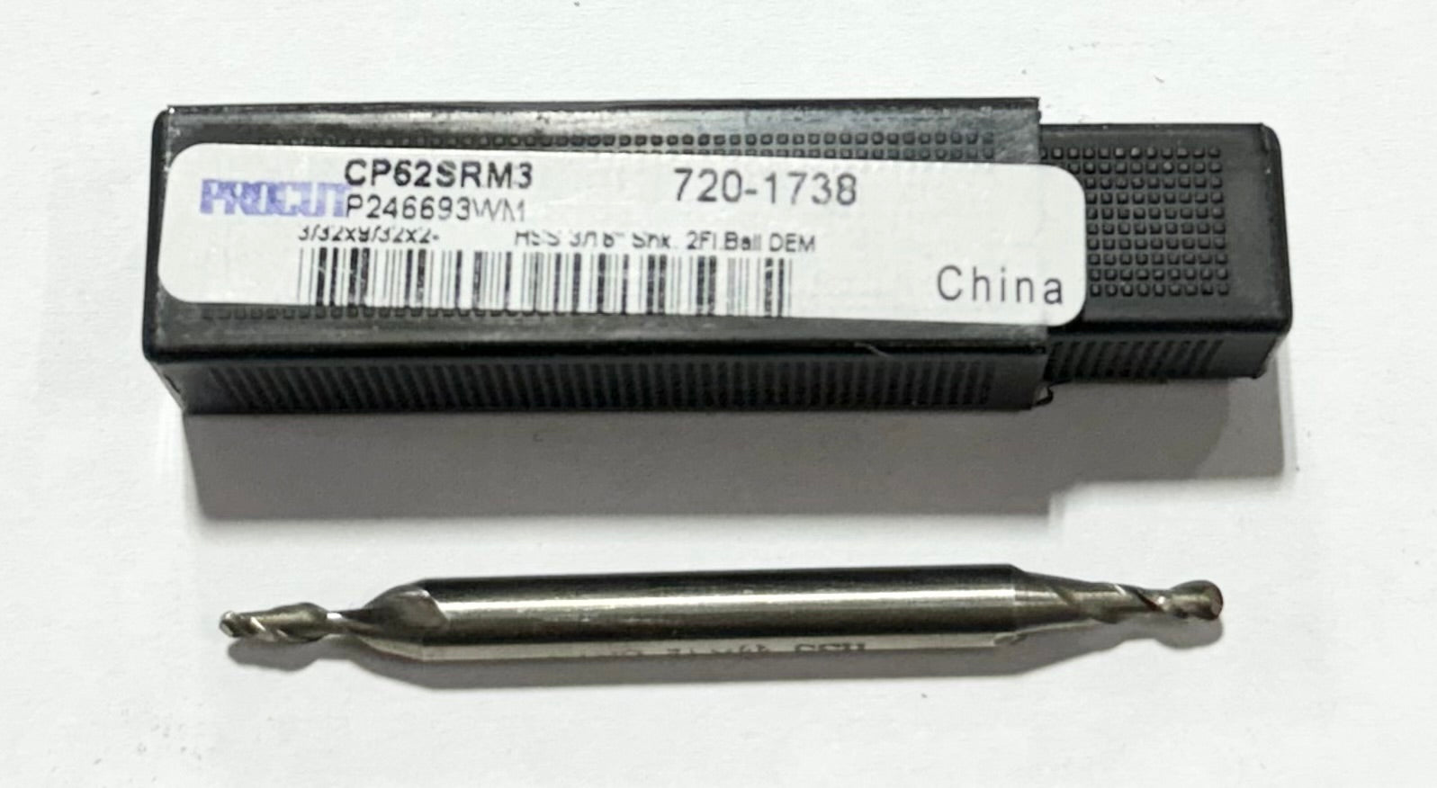ProCut 3/32" x 3/16" HSS Ball Nose Double End Mill 2 Flute