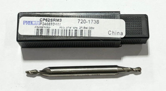 ProCut 3/32" x 3/16" HSS Ball Nose Double End Mill 2 Flute