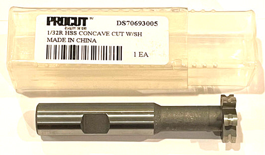 ProCut 3/4" HSS Concave Radius Cutter 1/2" Shank 1/32" Radius