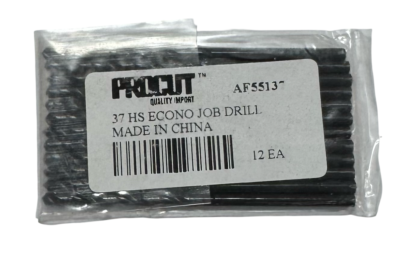 ProCut #37 HSS Drill Bit Jobber Length Black Oxide Drills 12 Pack