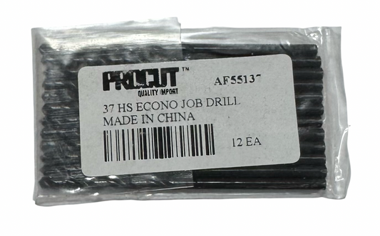 ProCut #37 HSS Drill Bit Jobber Length Black Oxide Drills 12 Pack