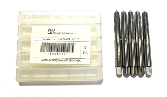 ProCut 5/16-24 HSS Hand Tap 4 Flute H1 Taper Taps 5 Pack