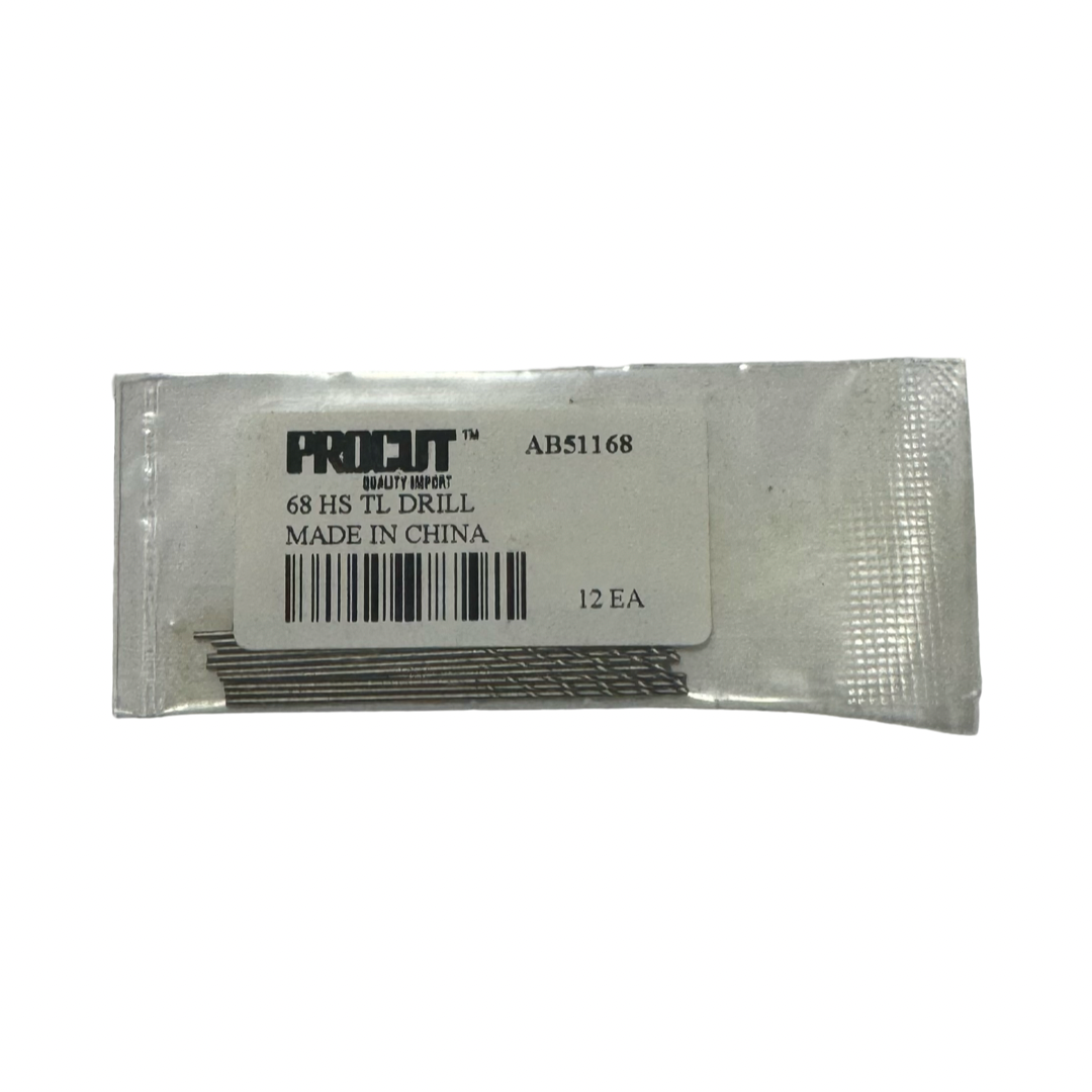 ProCut #68 HSS Drill Bits Taper Length 12 Pack
