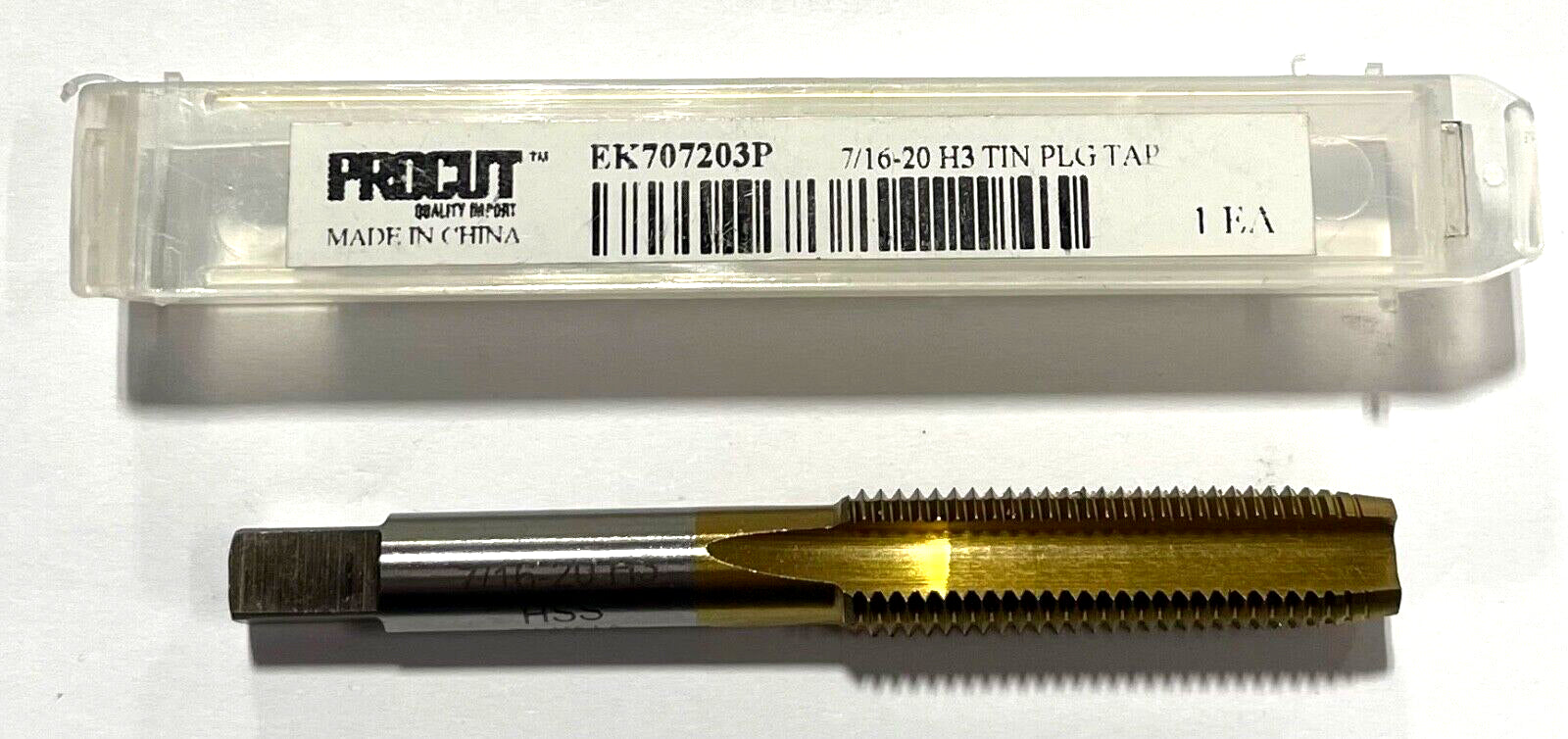 ProCut 7/16"-20 HSS Hand Tap H3 4 Flute Tin Coating Plug Tap
