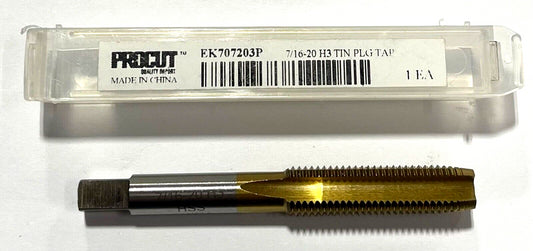 ProCut 7/16"-20 HSS Hand Tap H3 4 Flute Tin Coating Plug Tap