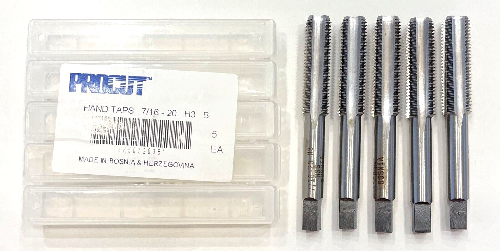 ProCut 7/16-20 Tap HSS Hand Taps H3 Bottoming 4 Flute 5 Pack