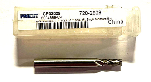 ProCut 9/64" HSS End Mill 4 Flute 3/16" Shank Single Miniature End Mill