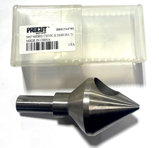 ProCut HSS 60° Pilotless Countersink 1" to 2" Diameter Range 5/8" Shank 0 Flute