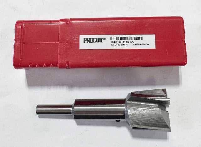 ProCut HSS Aircraft Counterbore for 1" Screw Size, 3/16" Pilot Dia, 1/4" Shank